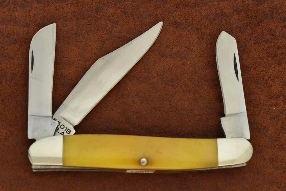 CUCHILLO DE GANADERO MOORE MATADOR TEXAS HECHO EN EE. UU. HUESO AMARILLO CARBONO (28927) Foto 2 de 4