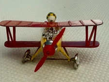 Vintage Snoopy 1965 Flying Ace Bi-Plane Peanuts Gang Die Cast Airplane Aviva Toy