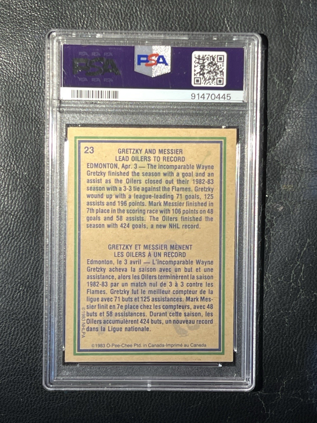 WAYNE GRETZKY MARK MESSIER 1983-84 O-Pee-Chee Oilers Highlights PSA 9 Mint #23 view 2