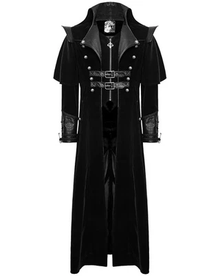 Punk Rave Hombre Abrigo Chaqueta Larga Negro Gótico Steampunk Vintage Regency - Imagen 1 de 4
