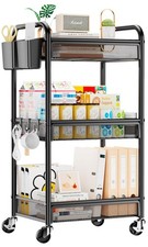 3 Tier Rolling Cart   Metal Utility Storage Carts with Wheels, Craft Cart Org...
