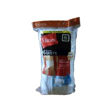 Hanes 6 Pair Men's Tagless Full Rise Briefs Underwear White XL NEW In Package