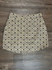 Vtg 70s Style Le Lis Yellow Plaid And Black Floral Mini Skirt Waist Sz Small