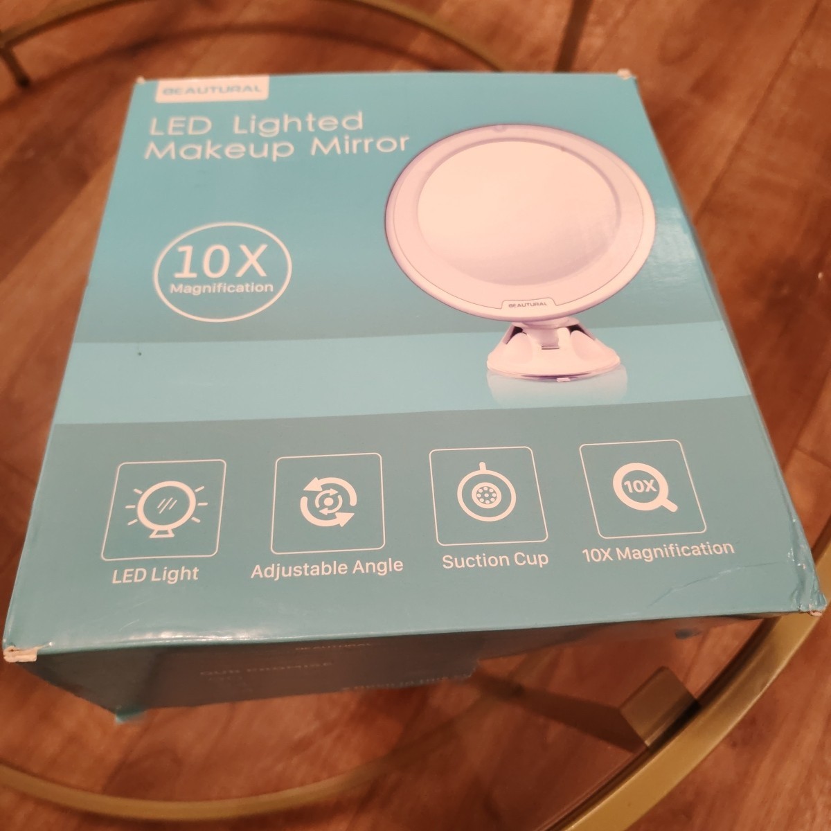 BEAUTURAL Battery Makeup Mirror, 10X Magnifying Vanity Daylight White LED