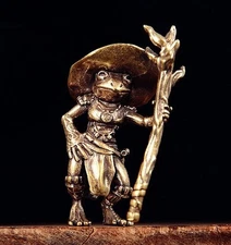 Brass Frog Figurine Small Animal Statue Table Office Home Decoration Toy Gifts