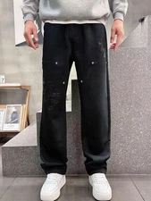 Chrome Hearts Classic Leather Cross Logo Men's Straight-Leg Sweatpants
