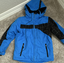 Obermeyer Boys SIZE 16 Blue/Black Plaid Hooded SNOW Jacket. EXCELLENT CONDITION