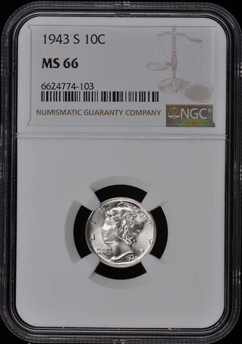 1943-S Mercury Dime 10C NGC MS66