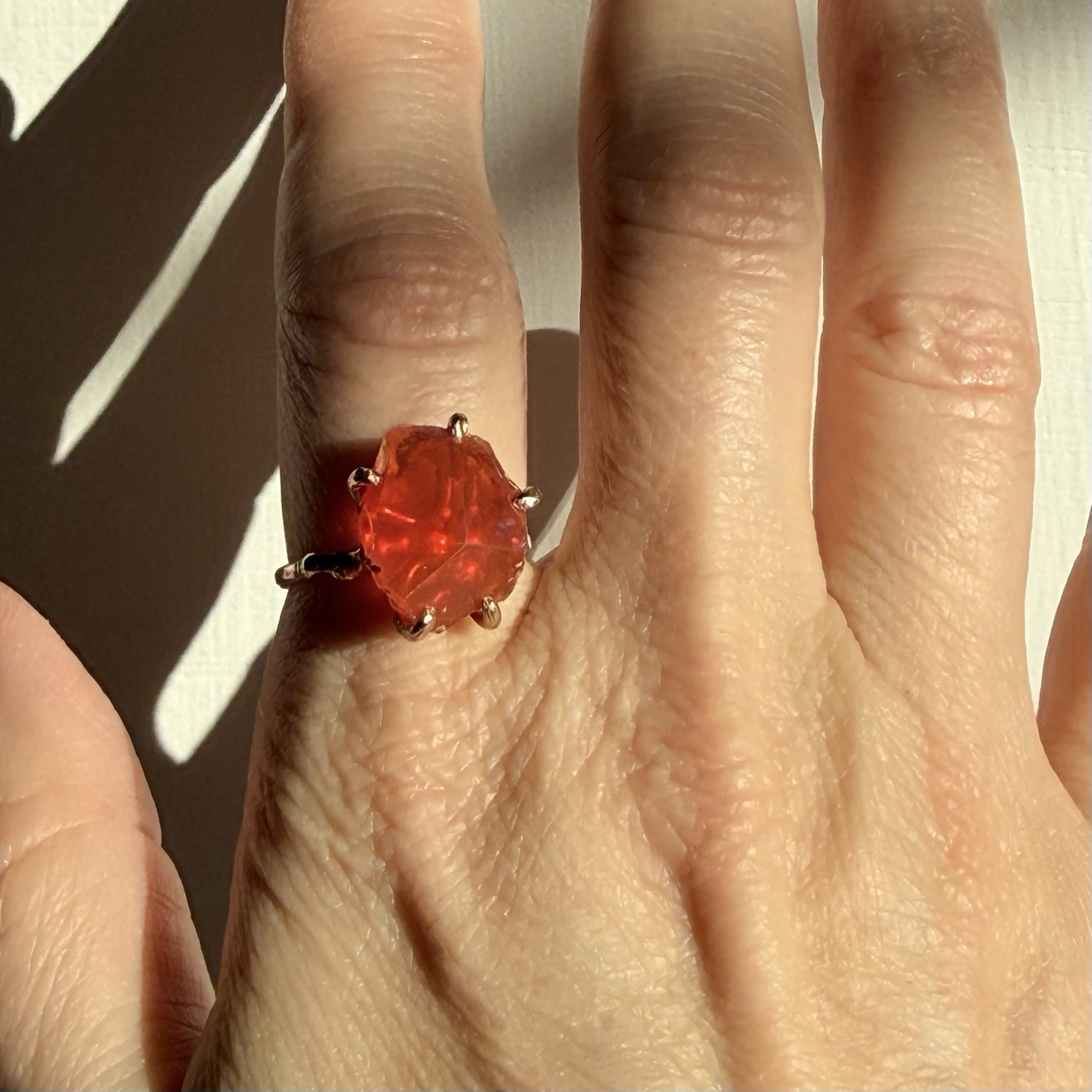 Variance Objects Mexican Fire Opal Ring 14k Gold - image 5