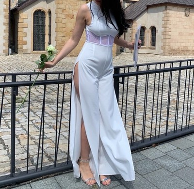 Weißer Jumpsuit In Korsettoptik Mit Cut Outs 36/S Von Asos NP: 80 