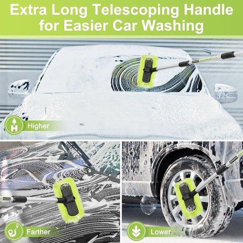 Spazzola Lavaggio Auto 65”165Cm Manico Lungo Setole Morbide Scrub Pulizia Scopa con 4 Mani- - Foto 4 di 7