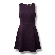 Eliza J Purple Textured Fit & Flare Dress Women’s Size 14 Sleeveless Zip-Back