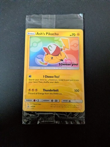 Pokémon Ash's Pikachu Promo Card SM108 Sealed Pack 2017 Sun & Moon English - product listing photo