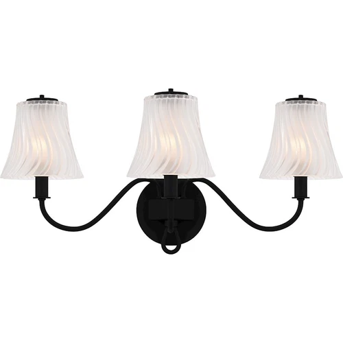 Quoizel McKinney 3Lt Bath Light, Black/Clear/Sandblasted/Swirl - MCK8623MBK - Picture 1 of 1