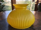 Vintage Ribbed Student Lamp Shade Yellow & White Milk Glass Dome