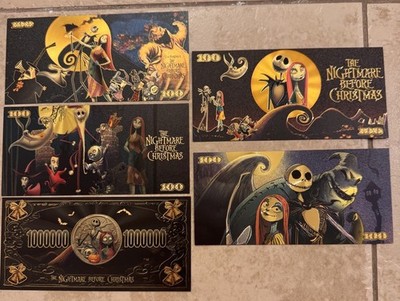 Disney The Nightmare Before Gold Foul Christmas Collectible Banknote Set