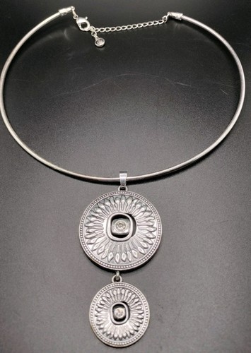 C1946 Choker Boho Style Silver Tone Hoop Bangle Necklace Southwestern - Picture 5 of 7