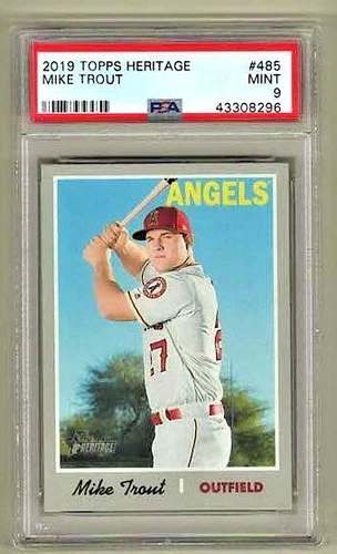 2019 Topps Heritage #485 Los Angeles Angels Mike Trout PSA 9 MINT