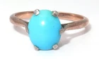Antique Victorian 9K Ct. Gold Sterling Silver Turquoise Paste Gem Ring Sz 5.5 2g