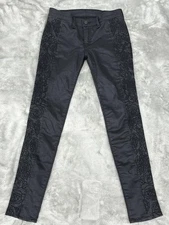 Rag & Bone Pants Womens 27 Black Floral Embroidered Intermix Skinny Mid Rise USA