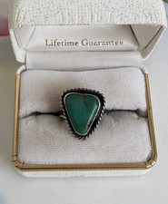 Vintage 60's Navajo Ring Triangle shaped Green Turquoise Sterling Silver Size 5