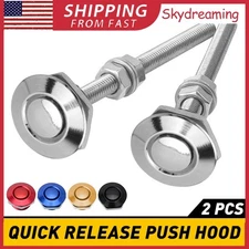 Pack2 Silver Push Button Quick Release Hood Bonnet Pins Lock Clip Latch Bumper B