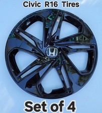Honda Civic 16 Gloss Black Replacement Hubcaps Wheelcovers Fits 2015-2023 4