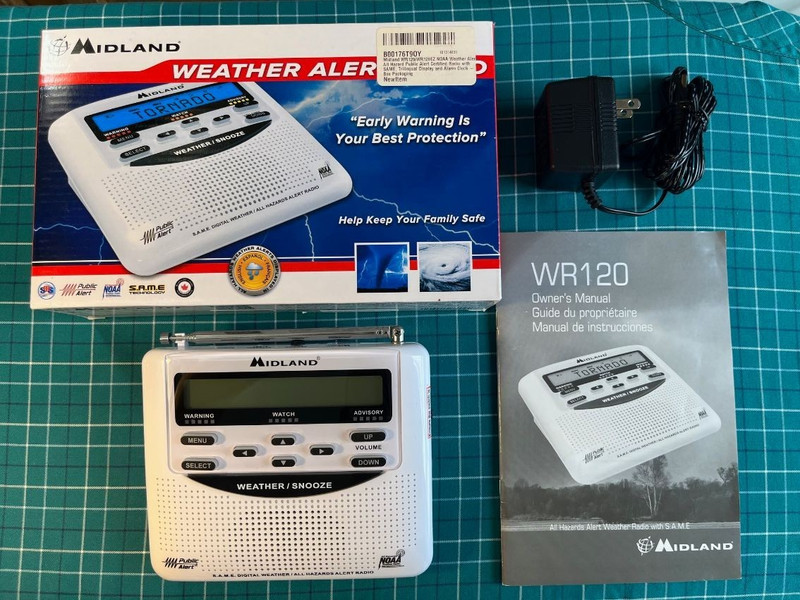 = Midland WR-120 Weather Alert Radio. Original Box & Fully Tested!  w/ S.A.M.E.