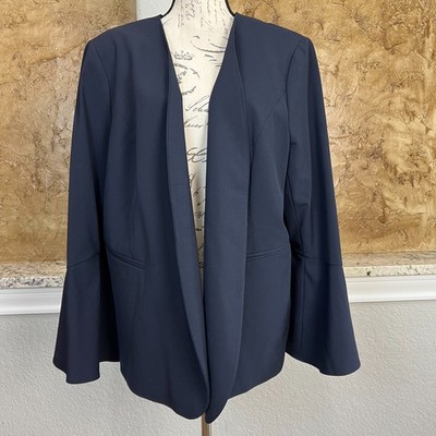 NWT The Limited Collection Blazer Jacket Womens 20W Bell Sleeve Open Front Blue