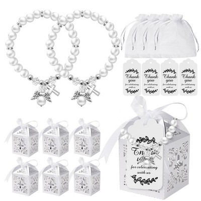 100 Pcs Party Favors Set - 24 Mini Rosary Bracelets, 24 Favor Boxes,26 Thank ...