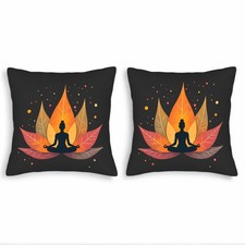 Serene Flower Throw Pillow Covers -Set of 2 18x18in Vibrant Autumn Leaves Design