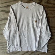 Carhartt Original Fit Size 2XL White Pocket Long-Sleeve T-Shirt Men's Workwear