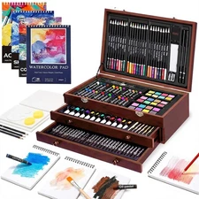 194 Piece Deluxe Art Set, Painting Drawing Art Supplies with 4 Drawing Pads,