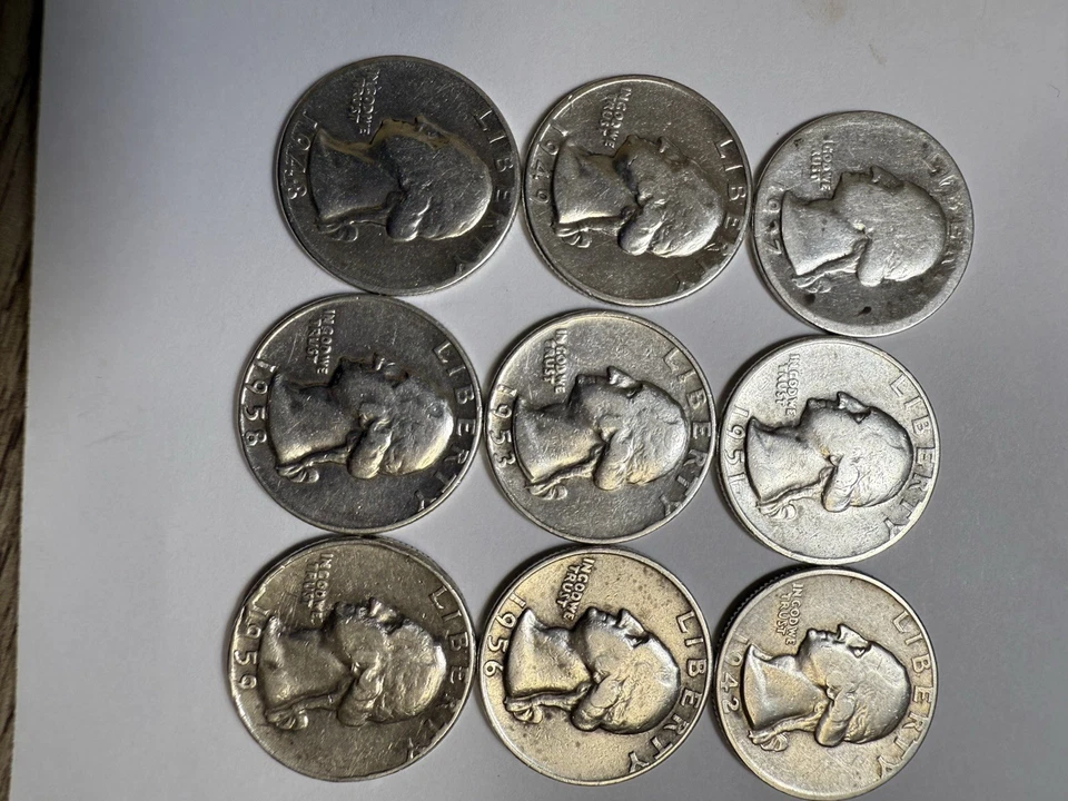 Set of 9 United States Silver Washington Quarters Coins - Image 3 of 4