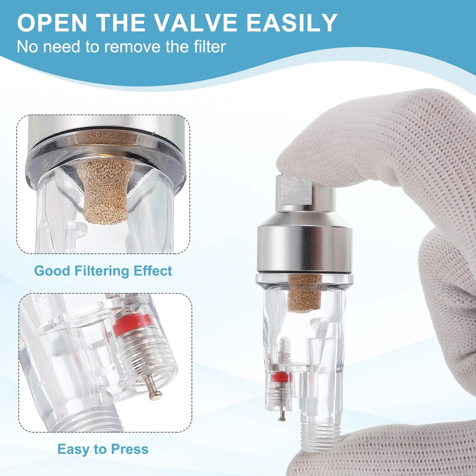 3Pcs Air Brush In-Line Filter, 1/8 BSP Inlet and Outlet Threads Mini Air Filter - Imagem 3 de 4