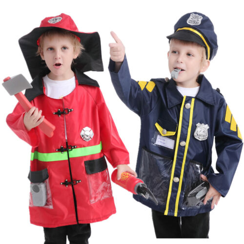 Police & Firefighter Pretend Play Set for Kids, Preschool Dress Up Clothes - Picture 1 of 7