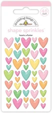 Doodlebug Sprinkles Puffy Stickers Hearts a-Flutter Colorful Hearts Different Sz