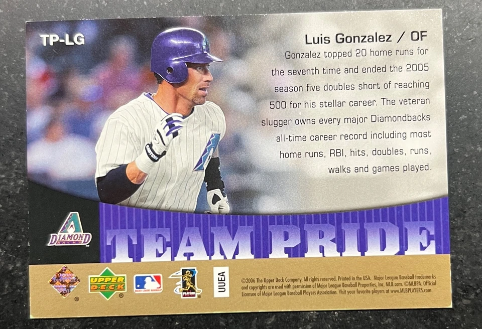 2006 Upper Deck Team Pride Gold Luis Gonzalez 430/699 - Image 2 of 2