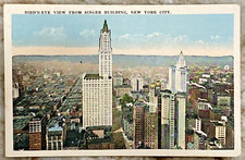 Birds-Eye View from Singer Building New York City White Border Postcard 2041