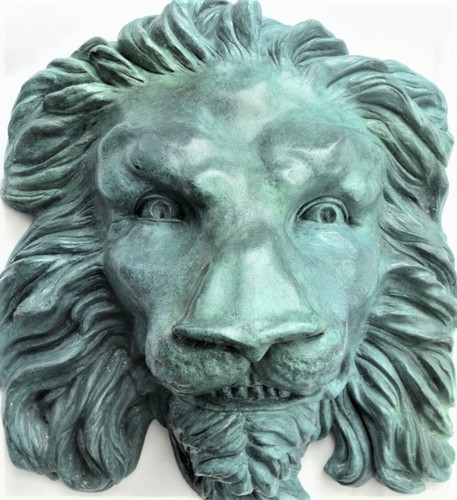 Scultura Testa di Leone Turchese Regal, Classico Originale Claybraven, Interno/Esterno - Foto 10 di 12