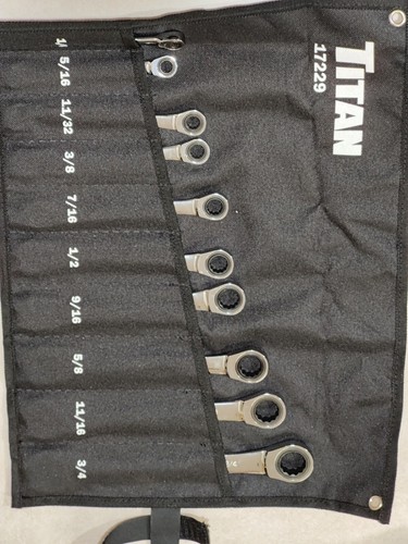 Titan 17229 10-Piece 12 Point 72 Tooth SAE Ratcheting Combination Wrench Set - Picture 6 of 7