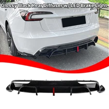FITS 2024+ TESLA MODEL 3 GLOSSY BLACK SHARK FIN DIFFUSER W/ LED BRAKE LIGHT