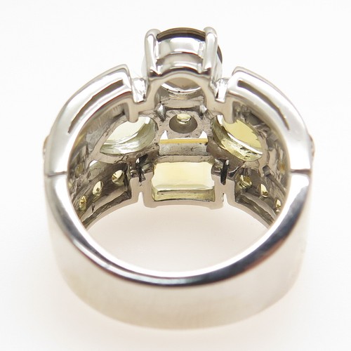 925 Sterling Silver Real Smoky Quartz & Multi-Color Citrine Ring Size 7 - Picture 5 of 9