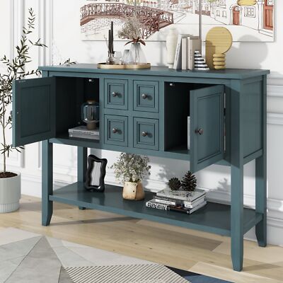 Cambridge Ample Storage Vintage Console Table with 4 Drawers & Bottom Shelf 