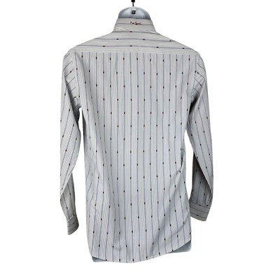 Pierre Cardin Chemises Dress Shirt Men Medium Striped Cotton Rich Slim Fit  Top | eBay