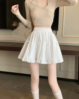 2024 Korean Summer Sweet Mori Girls High Waist Cute A-Line Dress Short Skirts