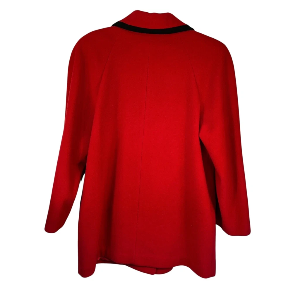 Abrigo Chaqueta Herman Kay Rojo Negro Lana Talla 12 De Colección M/L Leer: 6 pequeñas imperfecciones Foto 4 de 4