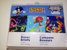 Old Navy Sonic the Hedgehog Underwear Underpants Boys 3 Boxer Briefs M L XL New