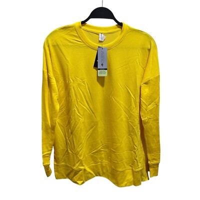 Ideology Womens Size M Yellow Solid Active Crewneck Top NWT