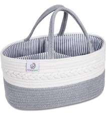 Diaper Caddy Organizer for Baby Nursery Basket with Handle And Divider - Large